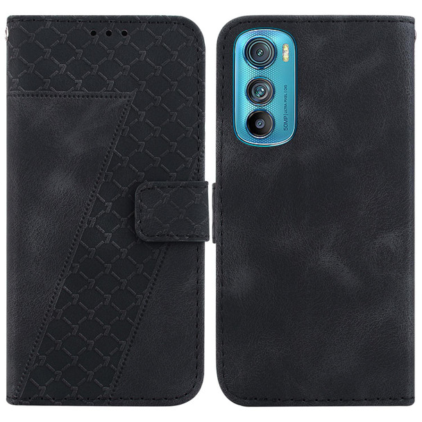 For Motorola Edge 30 7-shaped Embossed Leatherette Phone Case(Black)