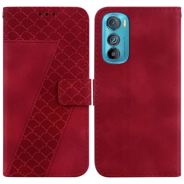 For Motorola Edge 30 7-shaped Embossed Leatherette Phone Case(Red)