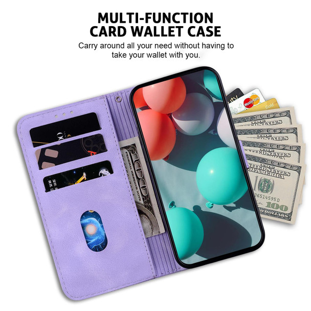 For Motorola Edge 20 Pro 7-shaped Embossed Leatherette Phone Case(Purple)