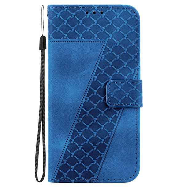 For Motorola Edge 30 Neo 7-shaped Embossed Leatherette Phone Case(Blue)