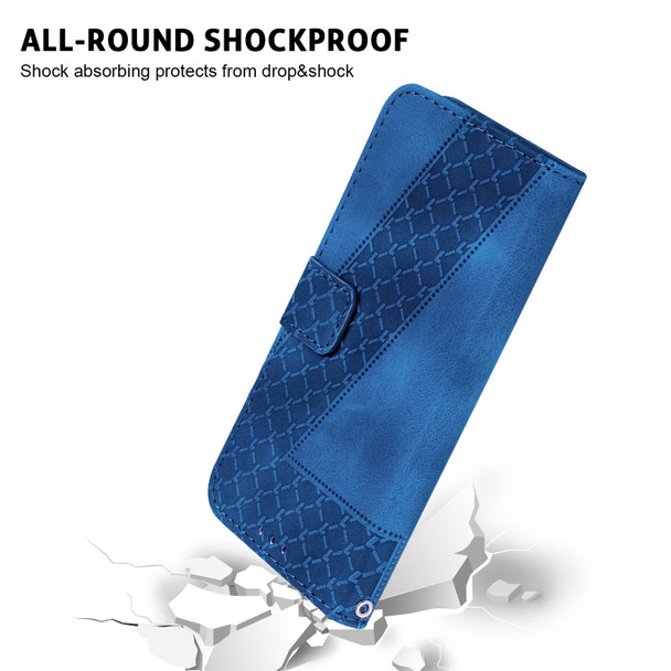 For Motorola Moto G73 7-shaped Embossed Leatherette Phone Case(Blue)