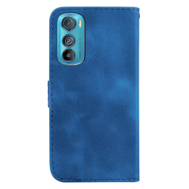 For Motorola Edge 30 7-shaped Embossed Leatherette Phone Case(Blue)