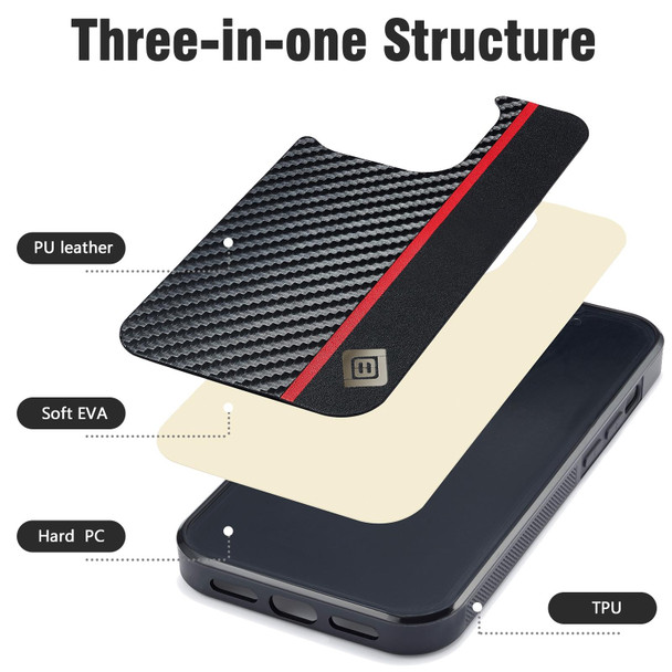 For iPhone 14 LC.IMEEKE 3 in 1 Carbon Fiber Texture Shockproof Phone Case(Black)