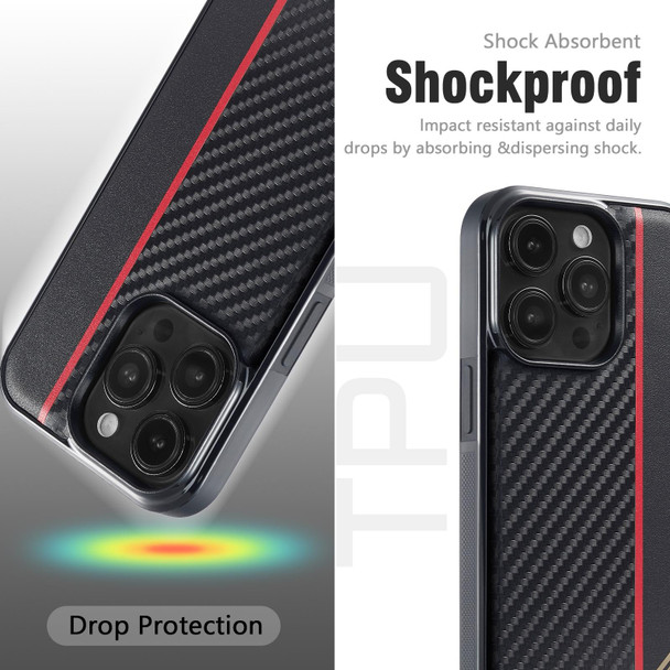 For iPhone 14 LC.IMEEKE 3 in 1 Carbon Fiber Texture Shockproof Phone Case(Black)