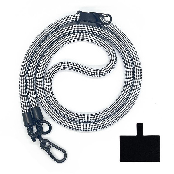 10mm Thick Rope Mobile Phone Lanyard Spacer Adjustable Anti Theft Phone Strap(NO.20 Black  White)