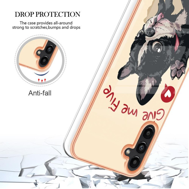 For Samsung Galaxy A34 5G Electroplating Marble Dual-side IMD Phone Case(Lucky Dog)