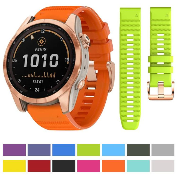 For Garmin Fenix 7S / 6S Pro / 5S Plus 20mm Rose Gold Buckle Quick Release Silicone Watch Band(Grey)