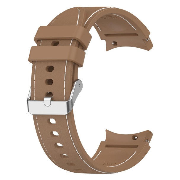 For Samsung Galaxy Watch 6 / 6 Classic Leatherette Silicone Watch Band(Brown)