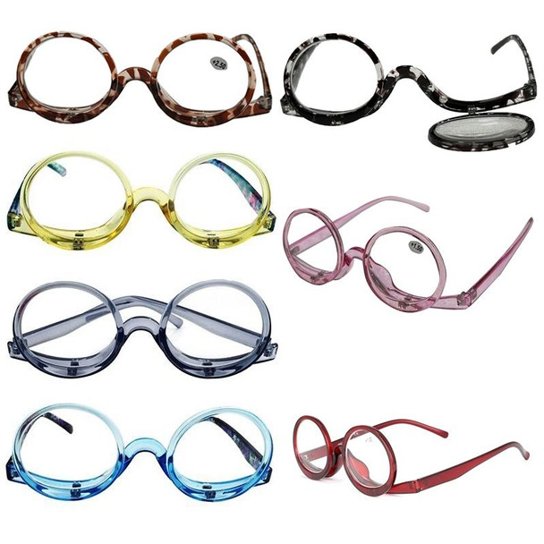 Makeup Magnifying Glass Presbyopic Glasses Flip Swivel Reading Glasses, Degree: +400(Wine Red)