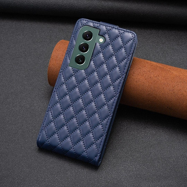 For Samsung Galaxy S22+ 5G Diamond Lattice Vertical Flip Leatherette Phone Case(Blue)