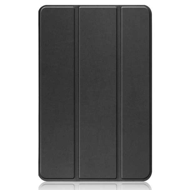 For Nokia T20 Three-folding Holder Custer Texture Leatherette Tablet Case(Black)
