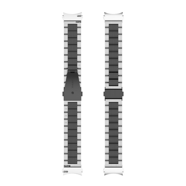 For Samsung Galaxy Watch 6 / 6 Classic Three Bead Stainless Steel Watch Band(Silver Black)