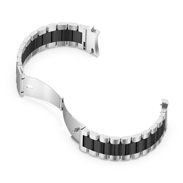 For Samsung Galaxy Watch 6 / 6 Classic Three Bead Stainless Steel Watch Band(Silver Black)