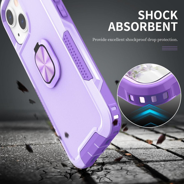 3 in 1 PC + TPU Phone Case with Ring Holder - iPhone 13 mini(Purple)