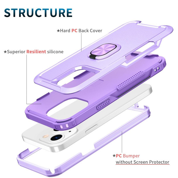 3 in 1 PC + TPU Phone Case with Ring Holder - iPhone 12 mini(Purple)