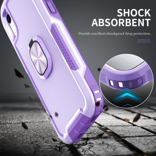 3 in 1 PC + TPU Phone Case with Ring Holder - iPhone XR(Purple)