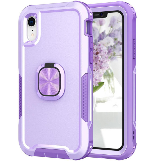 3 in 1 PC + TPU Phone Case with Ring Holder - iPhone XR(Purple)