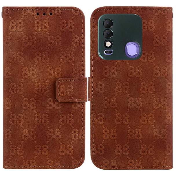 For Tecno Camon 18 Premier Double 8-shaped Embossed Leatherette Phone Case(Brown)