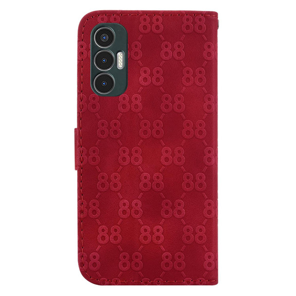 For Tecno Camon 18i Double 8-shaped Embossed Leatherette Phone Case(Red)