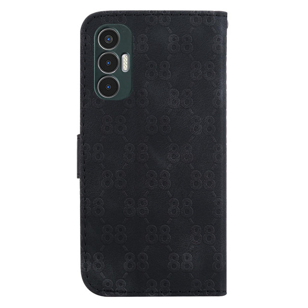 For Tecno Camon 18i Double 8-shaped Embossed Leatherette Phone Case(Black)