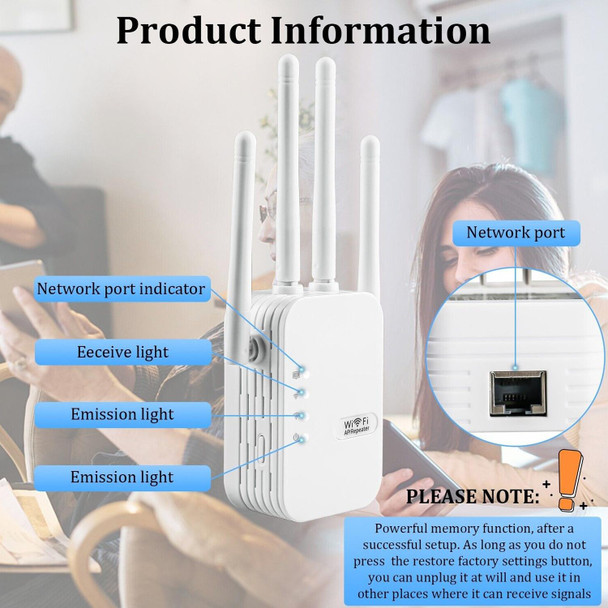 ZX-R08 1200Mbps 2.4G/5G Dual-Band WiFi Repeater Signal Amplifier, US Plug