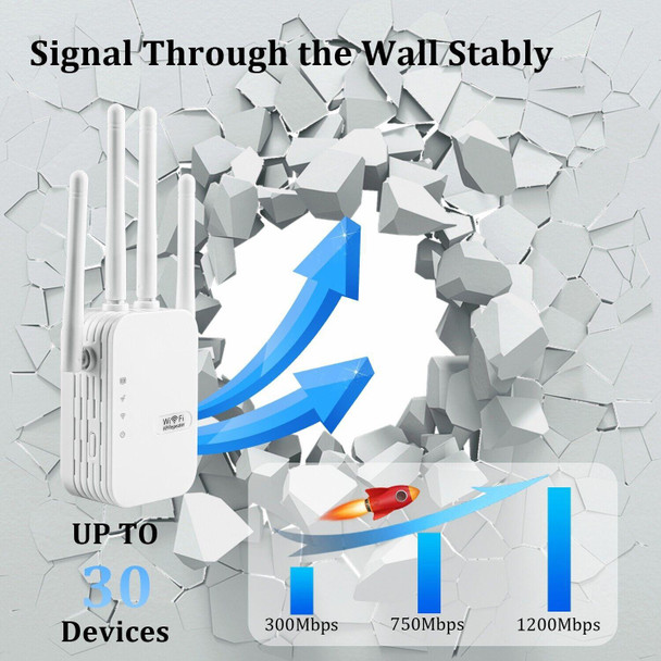 ZX-R08 1200Mbps 2.4G/5G Dual-Band WiFi Repeater Signal Amplifier, US Plug
