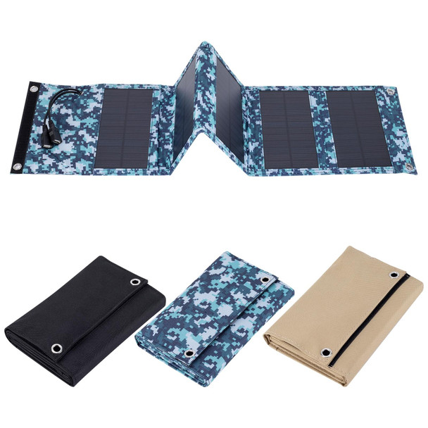 10W Monocrystalline Silicon Foldable Solar Panel Outdoor Charger with 5V Dual USB Ports (Camouflage)