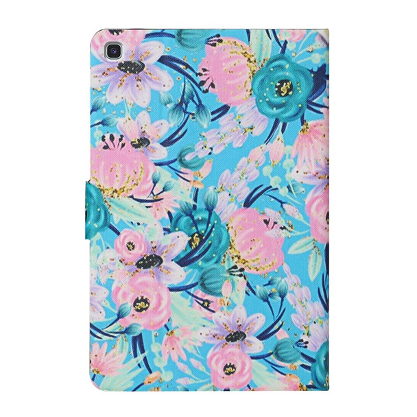 For Samsung Galaxy Tab S6 Lite  Flower Pattern Horizontal Flip Leatherette Case with Card Slots & Holder(Pink Flower)