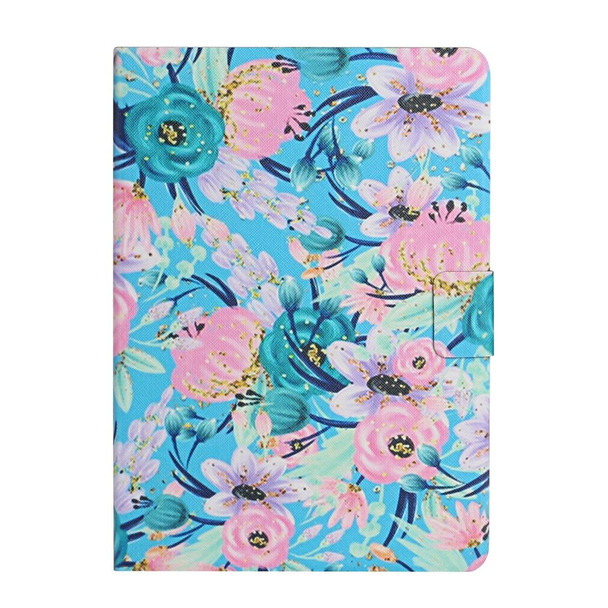 For Samsung Galaxy Tab S6 Lite  Flower Pattern Horizontal Flip Leatherette Case with Card Slots & Holder(Pink Flower)
