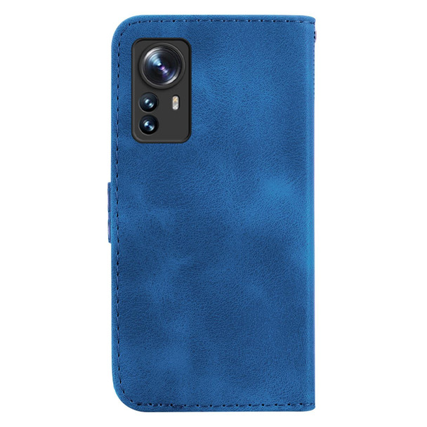 For Xiaomi 12/12X 7-shaped Embossed Leather Phone Case(Blue)