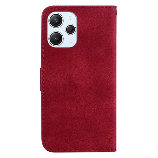 For Xiaomi Redmi 12 7-shaped Embossed Leather Phone Case(Red)