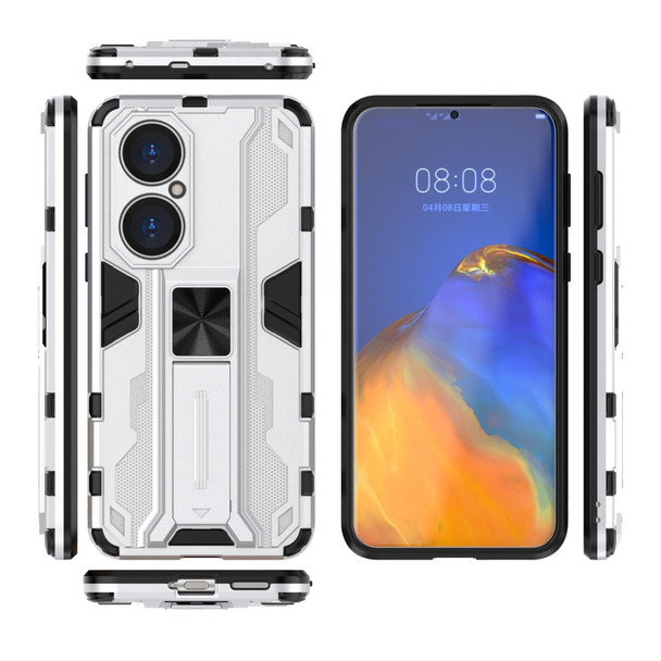 For Huawei P50 Supersonic PC + TPU Shock-proof Protective Case with Holder(Silver)