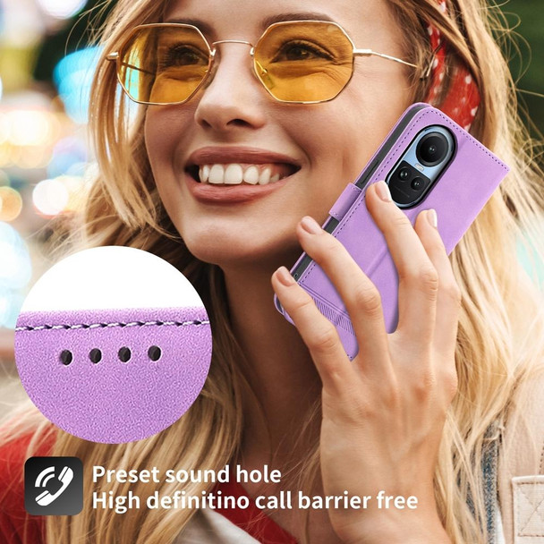 For OPPO Reno10 Global/Reno10 Pro Global Dierfeng Dream Line TPU + PU Leatherette Phone Case(Purple)