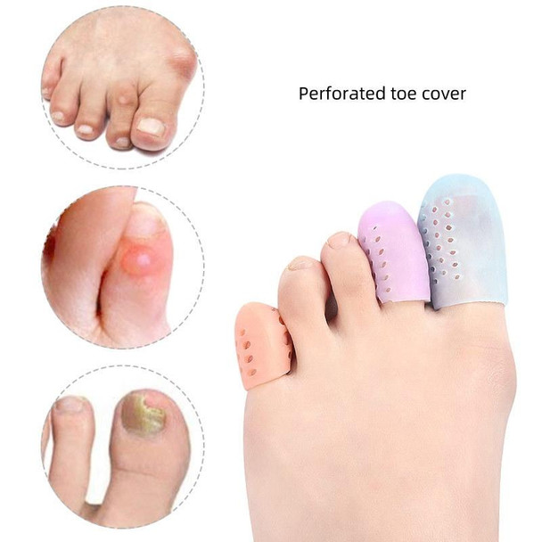 10 Pairs With Hole Toe Set High Heels Anti-Wear Anti-Pain Toe Protective Cover, Size: M(White)