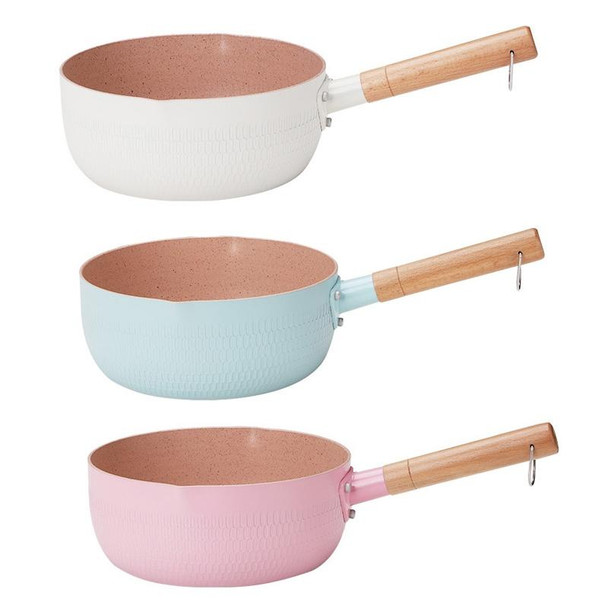 18cm Without Cover Boil Instant Noodles Non-Stick Pan Baby Food Supplement Pan Maifan Stone Small Milk Pot(Blue)
