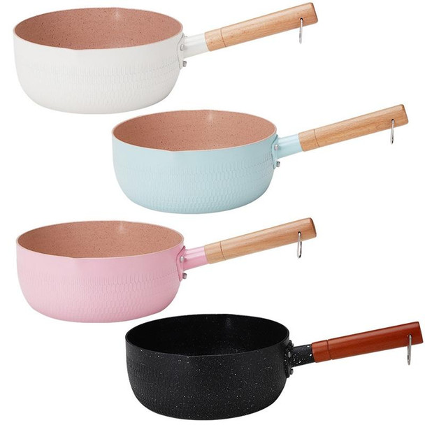 22cm Without Cover Boil Instant Noodles Non-Stick Pan Baby Food Supplement Pan Maifan Stone Small Milk Pot(Black)