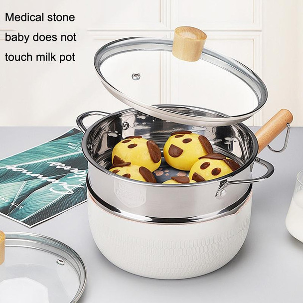 18cm With Cover Boil Instant Noodles Non-Stick Pan Baby Food Supplement Pan Maifan Stone Small Milk Pot(Black)