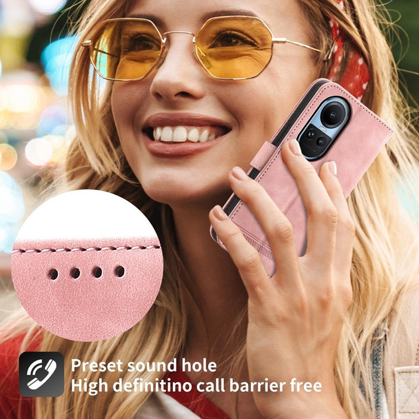 For OPPO Reno10 Global/Reno10 Pro Global Dierfeng Dream Line TPU + PU Leatherette Phone Case(Pink)