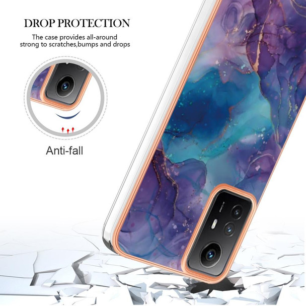 For Xiaomi Redmi Note 12S 4G Electroplating Marble Dual-side IMD Phone Case(Purple 016)