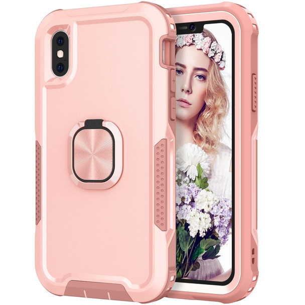 3 in 1 PC + TPU Phone Case with Ring Holder - iPhone XS Max(Pink)