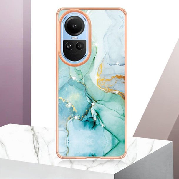 For OPPO Reno10 5G Global Electroplating Marble Dual-side IMD Phone Case(Green 003)