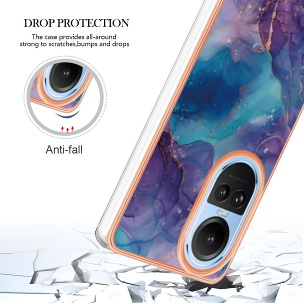 For OPPO Reno10 5G Global Electroplating Marble Dual-side IMD Phone Case(Purple 016)