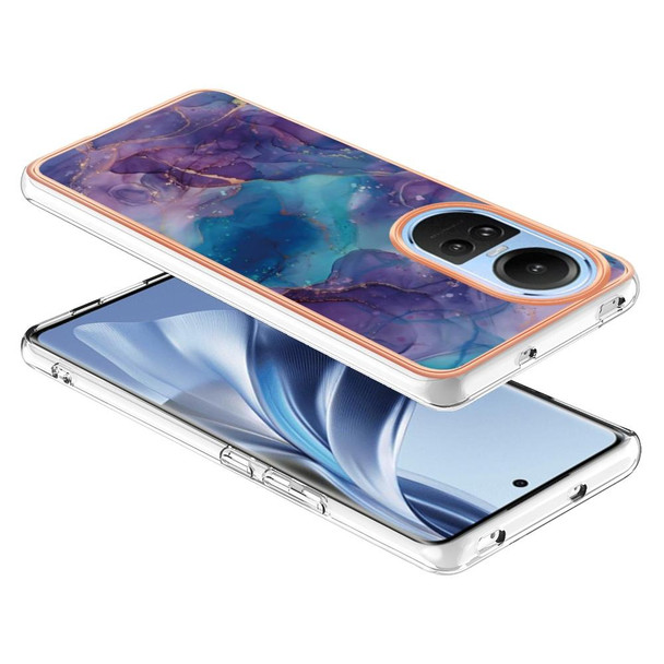 For OPPO Reno10 5G Global Electroplating Marble Dual-side IMD Phone Case(Purple 016)