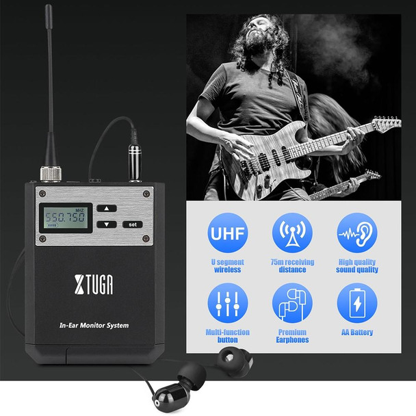 XTUGA  IEM1100 Professional Wireless In Ear Monitor System 2 BodyPacks(EU Plug)