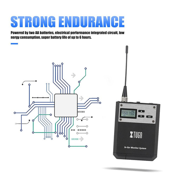XTUGA  IEM1100 Professional Wireless In Ear Monitor System 1 BodyPacks(US Plug)