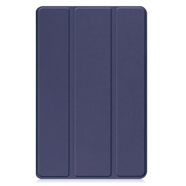 For Samsung Galaxy Tab A9 Custer Pure Color 3-Fold Holder Leatherette Tablet Case(Dark Blue)