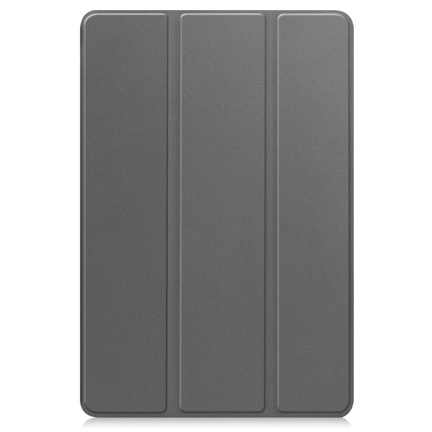 For Teclast M40 Pro 2023 Custer Pure Color 3-Fold Holder Leatherette Tablet Case(Grey)