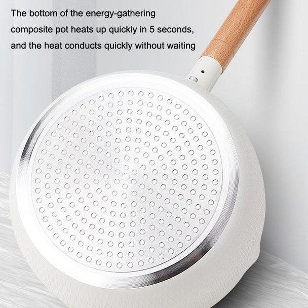 22cm With Cover Boil Instant Noodles Non-Stick Pan Baby Food Supplement Pan Maifan Stone Small Milk Pot(White)