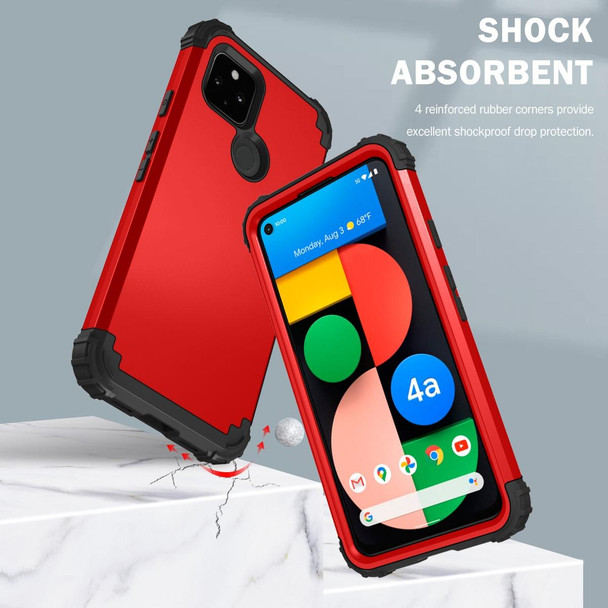 Google Pixel 4a 5G 3 in 1 Shockproof PC + Silicone Protective Case(Red + Black)