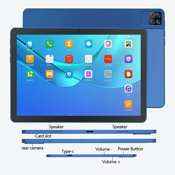 BDF P40 4G LTE Tablet PC 10.1 inch, 8GB+128GB, Android 11 MTK6755 Octa Core, Support Dual SIM, EU Plug(Grey)